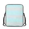 White And Cyan Striped Pattern Print Rectangular Crossbody Bag