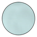 White And Cyan Striped Pattern Print Round Floor Mat