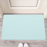 White And Cyan Striped Pattern Print Rubber Doormat