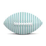 White And Cyan Striped Pattern Print Rugby Ball