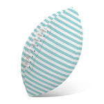 White And Cyan Striped Pattern Print Rugby Ball