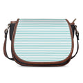 White And Cyan Striped Pattern Print Saddle Bag