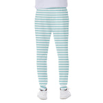 White And Cyan Striped Pattern Print Scuba Joggers