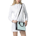White And Cyan Striped Pattern Print Shoulder Handbag