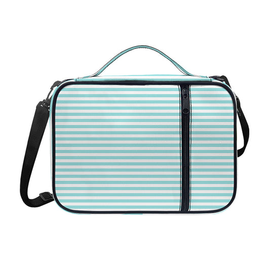 White And Cyan Striped Pattern Print Shoulder Strap Bible Bag