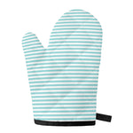White And Cyan Striped Pattern Print Single Oven Mitt