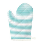 White And Cyan Striped Pattern Print Single Oven Mitt