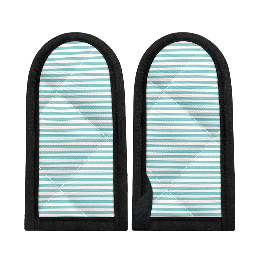 White And Cyan Striped Pattern Print Skillet Handle Cover