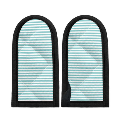White And Cyan Striped Pattern Print Skillet Handle Cover