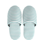 White And Cyan Striped Pattern Print Slippers