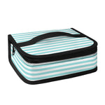 White And Cyan Striped Pattern Print Small Lunch Bag
