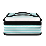 White And Cyan Striped Pattern Print Small Lunch Bag