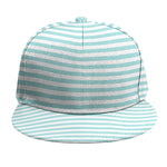 White And Cyan Striped Pattern Print Snapback Cap