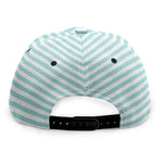 White And Cyan Striped Pattern Print Snapback Cap