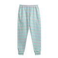 White And Cyan Striped Pattern Print Sweatpants