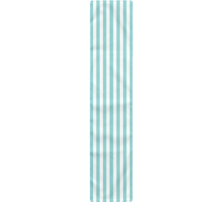 White And Cyan Striped Pattern Print Table Runner