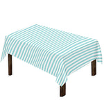 White And Cyan Striped Pattern Print Tablecloth