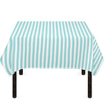 White And Cyan Striped Pattern Print Tablecloth