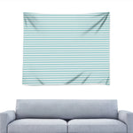 White And Cyan Striped Pattern Print Tapestry