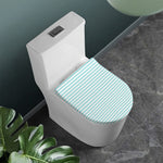 White And Cyan Striped Pattern Print Toilet Lid Cover