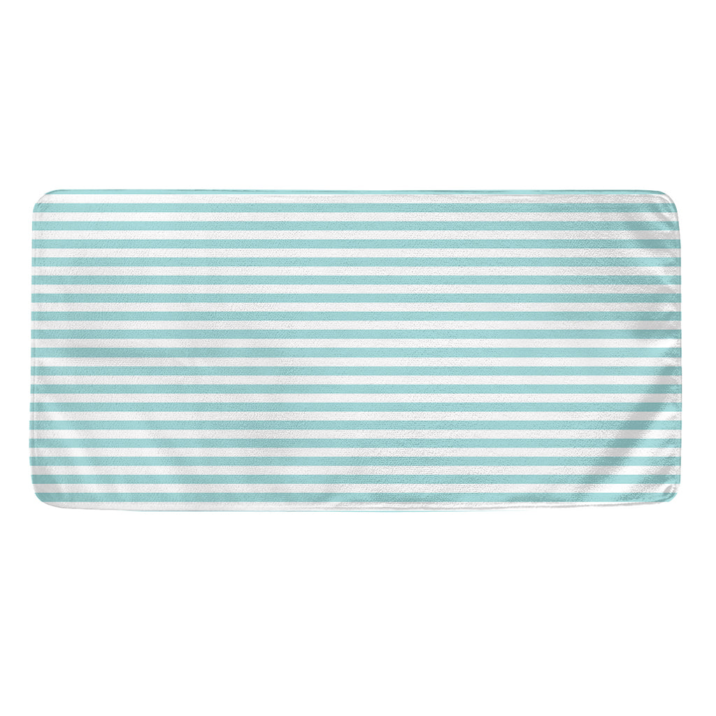 White And Cyan Striped Pattern Print Towel