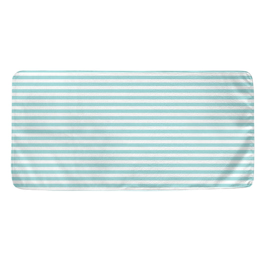 White And Cyan Striped Pattern Print Towel