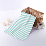 White And Cyan Striped Pattern Print Towel
