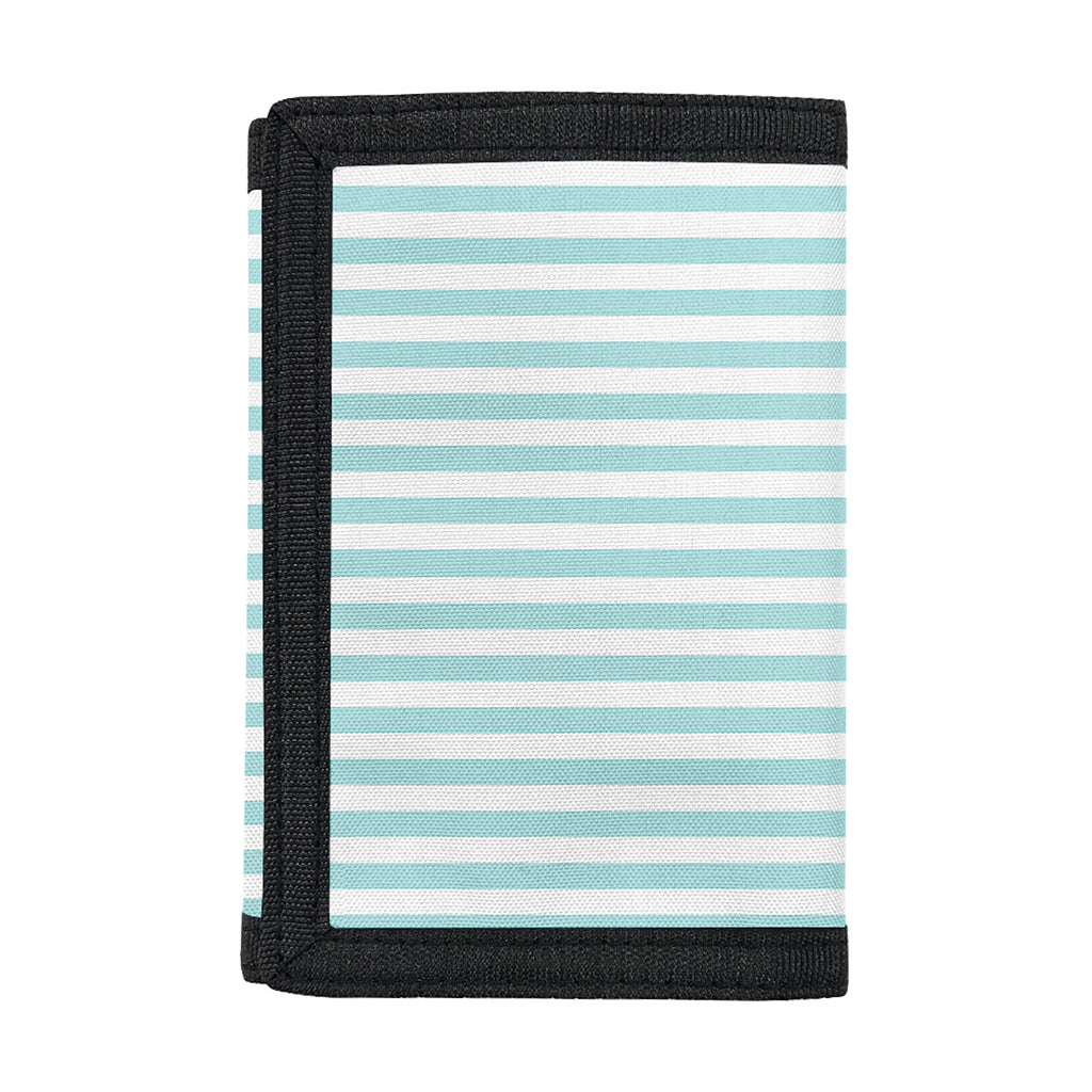 White And Cyan Striped Pattern Print Trifold Wallet