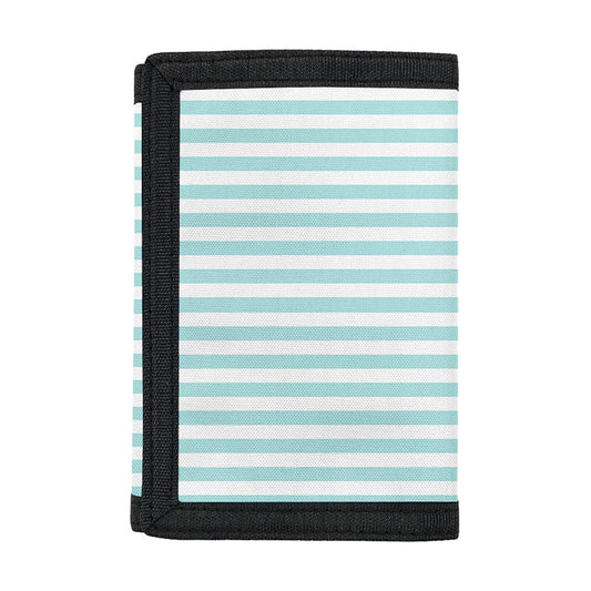 White And Cyan Striped Pattern Print Trifold Wallet
