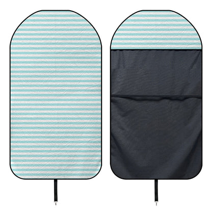 White And Cyan Striped Pattern Print Waterproof Car Seat Cover