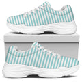 White And Cyan Striped Pattern Print White Chunky Shoes