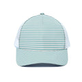 White And Cyan Striped Pattern Print White Mesh Trucker Hat