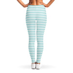 White And Cyan Striped Pattern Print Women's Leggings