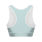 White And Cyan Striped Pattern Print Women's Sports Bra