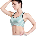 White And Cyan Striped Pattern Print Women's Sports Bra