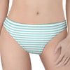 White And Cyan Striped Pattern Print Women's Thong