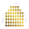 White And Gold Harlequin Pattern Print Adjustable Apron