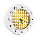 White And Gold Harlequin Pattern Print Alarm Clock