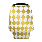 White And Gold Harlequin Pattern Print Baby Seat Cover
