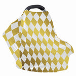 White And Gold Harlequin Pattern Print Baby Seat Cover