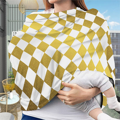 White And Gold Harlequin Pattern Print Baby Seat Cover