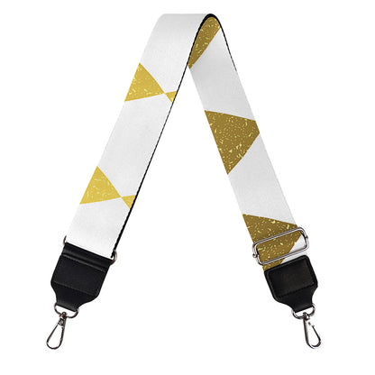 White And Gold Harlequin Pattern Print Bag Strap