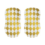 White And Gold Harlequin Pattern Print Bar Stool Covers