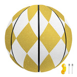 White And Gold Harlequin Pattern Print Basketball