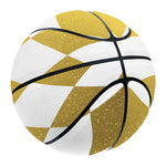 White And Gold Harlequin Pattern Print Basketball