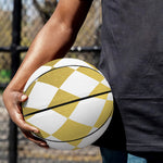 White And Gold Harlequin Pattern Print Basketball