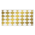 White And Gold Harlequin Pattern Print Beach Towel