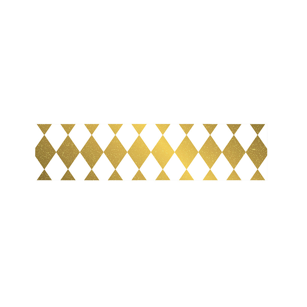 White And Gold Harlequin Pattern Print Bed Runner