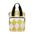 White And Gold Harlequin Pattern Print Bible Tote Bag