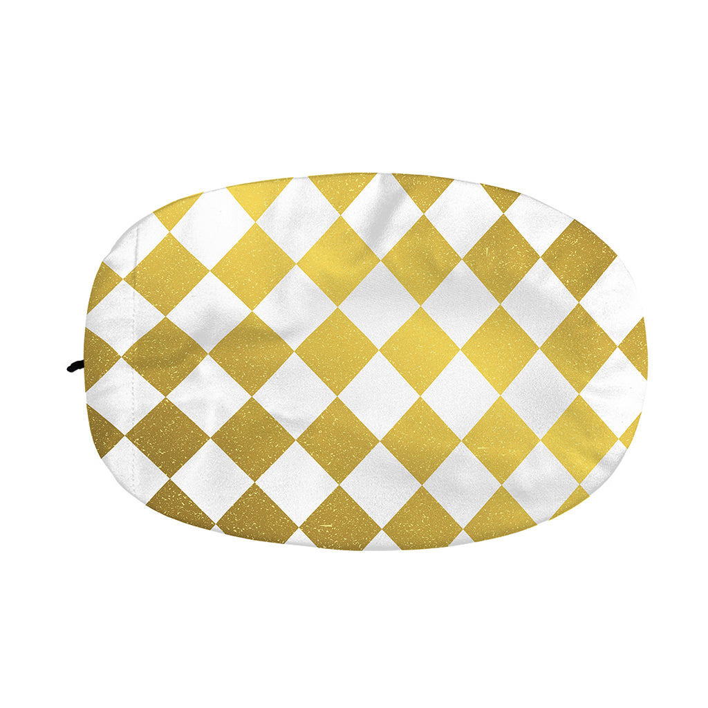 White And Gold Harlequin Pattern Print Car Side Mirror Covers